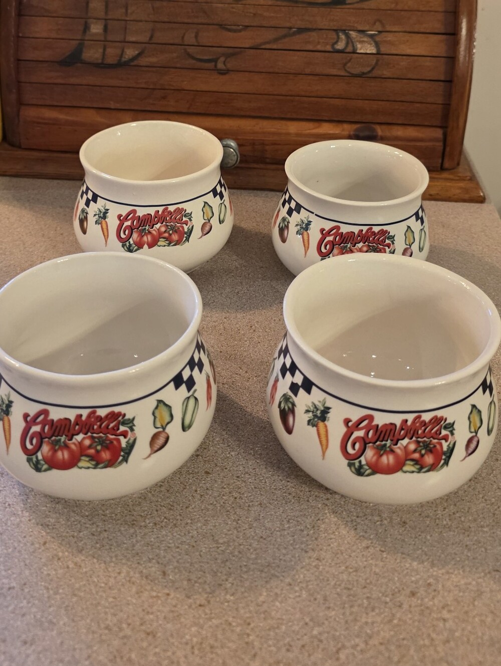 Vintage 1997 Gibson Campbell Soup Veggie Mugs Wide Mouth Set Of 4